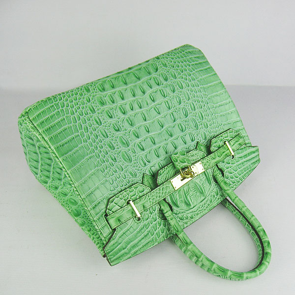 Replica Hermes Birkin 30CM Crocodile Head Veins Bag Green 6088 On Sale - Click Image to Close